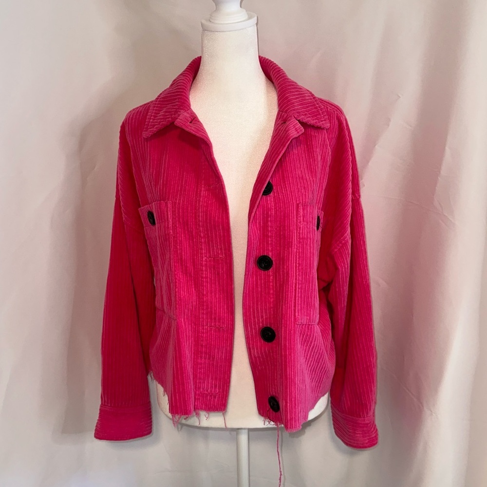 Zara Pink Cropped Distressed Jacket